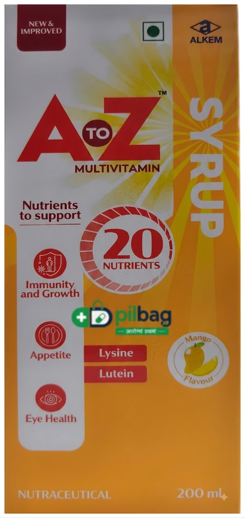 A to Z Multivitamin Syrup for Kids & Adults – Lycopene & Vitamin C for Growth, Immunity & Energy | Flavor Mango